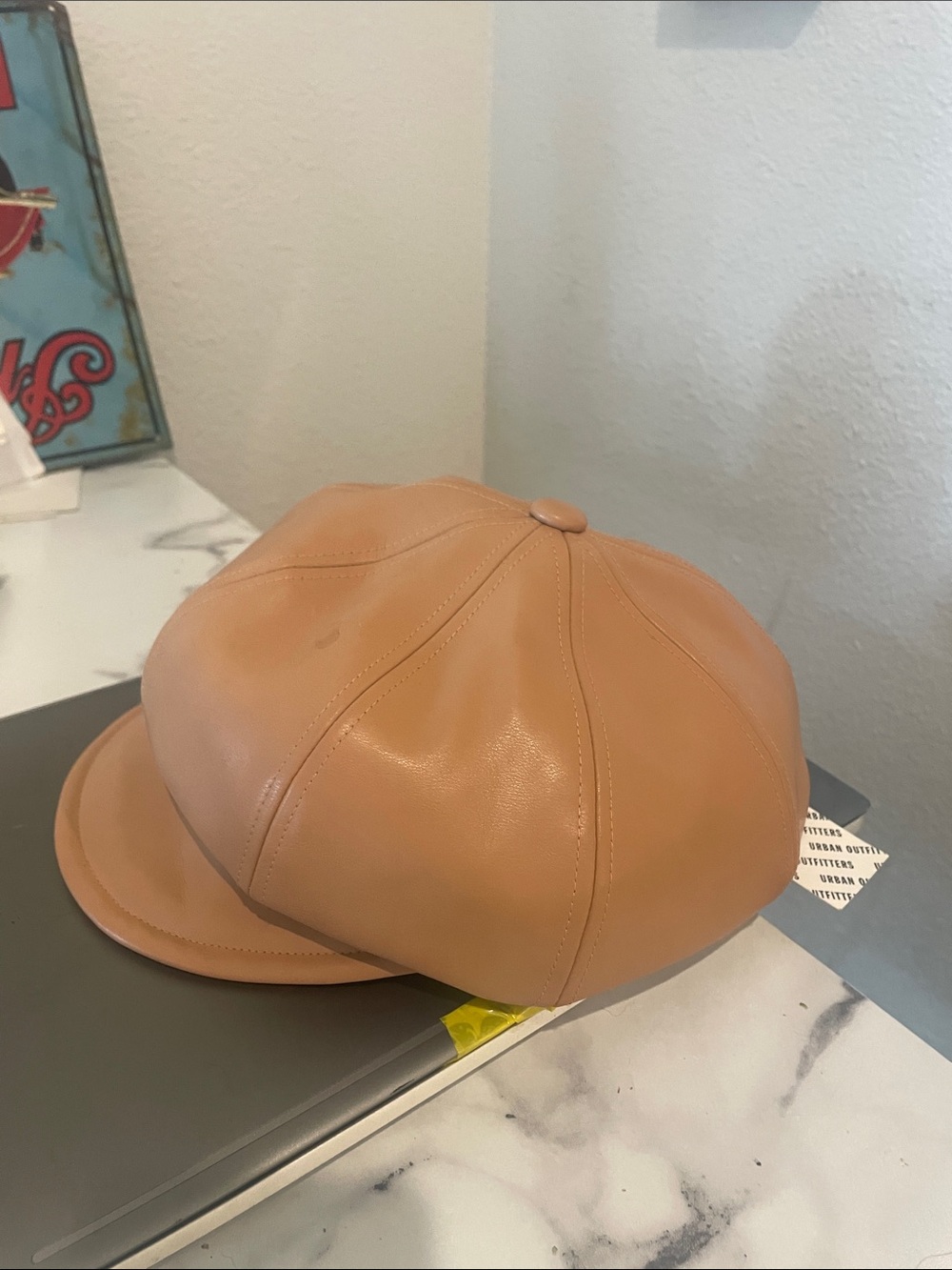 Urban Outfitters Tan Leather Newsboy Hat